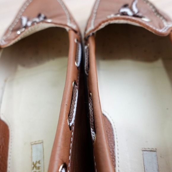 Leather Boat Loafers Womens‎ 7.5 D GEOX Respira Tan Deck Tie Moccasin Nautical - Picture 8 of 14